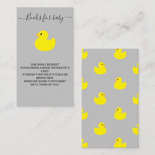 Gele Rubber Duck Boeken voor baby Ticket Informatiekaartje (Voorkant / Achterkant)