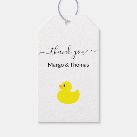 Gele Rubber Duck Dank u Gift Labels Cadeaulabel (Voorkant)