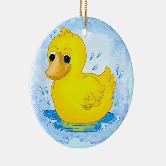 Gele Rubber Duck Keramisch Ornament (Rechts)