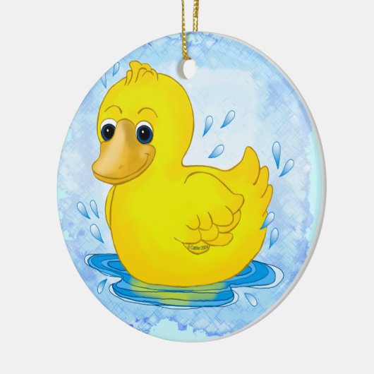 Gele Rubber Duck Keramisch Ornament (Links)
