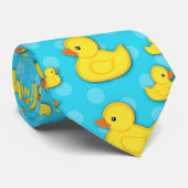 Gele Rubber Duck Light Blue Bath Stropdas (Opgerold)