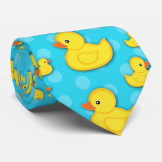 Gele Rubber Duck Light Blue Bath Stropdas