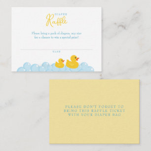 Gele Rubber Duck Luier Raffle Kaart – Baby Showe Notitiekaartje