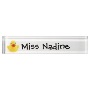 Gele Rubber Duck met Childish Text Name Naambordje