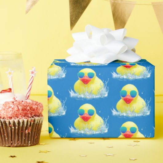 Gele rubber Duck met zonnebril Cadeaupapier (Verjaardagsfeest)