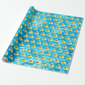 Gele rubber Duck met zonnebril Cadeaupapier (Uitgerold)
