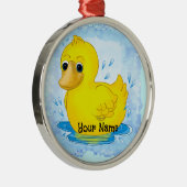 Gele Rubber Duck Metalen Ornament (Rechts)
