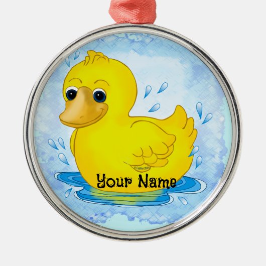 Gele Rubber Duck Metalen Ornament (Voorkant)