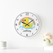 Gele Rubber Duck Personalizeerd Acryl Grote Klok (Huis)