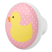 Gele Rubber Duck Polka Dots Keramische Knop (Rechts)