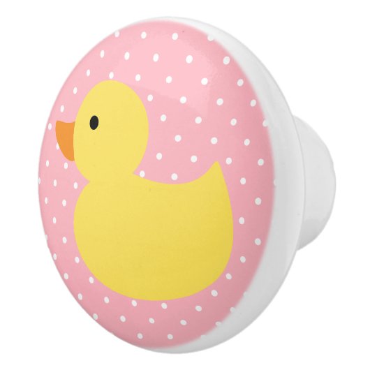 Gele Rubber Duck Polka Dots Keramische Knop (Rechts)