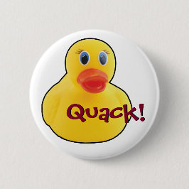 Gele Rubber Duck Quack-tekst Ronde Button 5,7 Cm