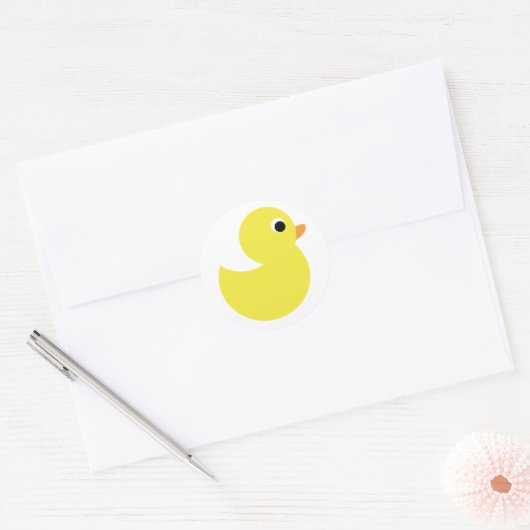 Gele Rubber Duck Ronde Sticker (Envelop)