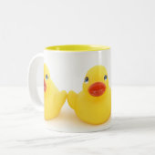 Gele Rubber Duck Trio Tweekleurige Koffiemok (Voorkant links)