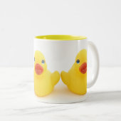 Gele Rubber Duck Trio Tweekleurige Koffiemok (Voorkant rechts)