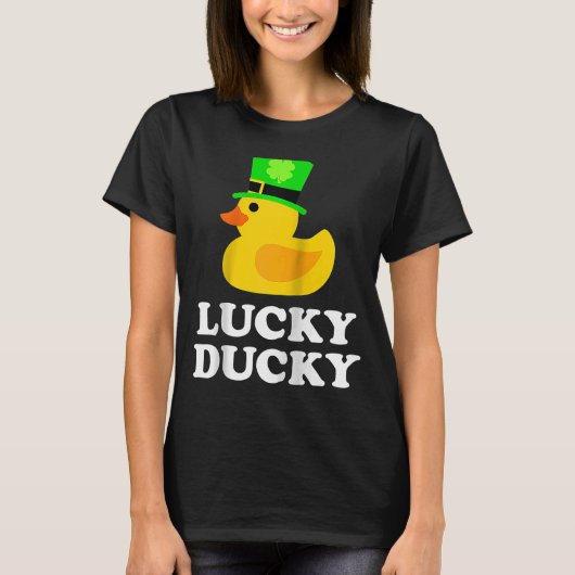 Gele Rubber Duck Vier Leaf C Pet Cool St Patrick T-shirt (Voorkant)