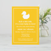 Gele Rubber Duckie Baby shower Kaart (Staand voorkant)