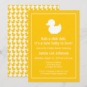 Gele Rubber Duckie Baby shower Kaart (Voorkant / Achterkant)