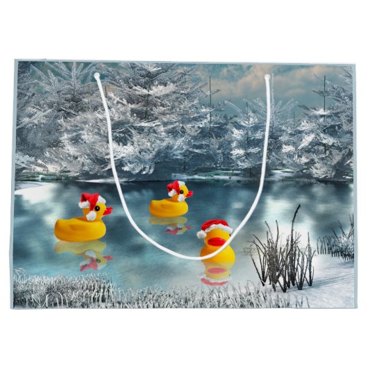 Gele Rubber Duckie Kerstmis Large Cadeautasje (Achterkant)