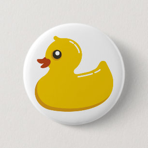 Gele Rubber Duckie Ronde Button 5,7 Cm