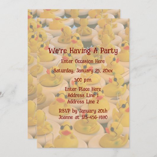 Gele Rubber Ducks Fun Party Kaart (Voorkant / Achterkant)