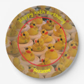 Gele Rubber Ducks Gepersonaliseerde Verjaardagsfee Papieren Bordje (Voorkant)