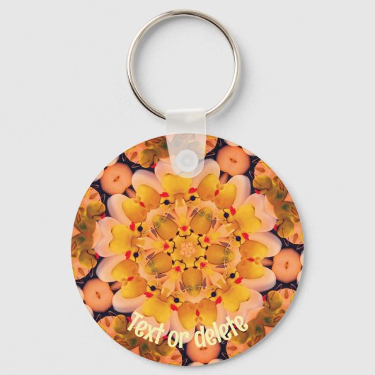 Gele Rubber Ducks Kaleidoscope Personaliseert Sleutelhanger (Achterkant)
