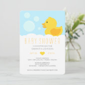 Gele Rubber Ducky Baby shower Uitnodiging (Staand voorkant)