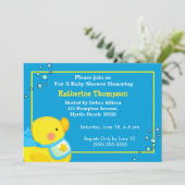 Gele Rubber Ducky Baby shower Uitnodiging (Staand voorkant)