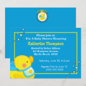 Gele Rubber Ducky Baby shower Uitnodiging (Voorkant / Achterkant)