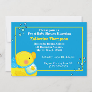 Gele Rubber Ducky Baby shower Uitnodiging