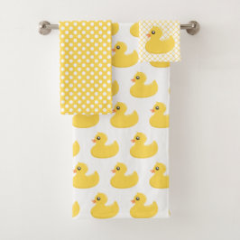 Gele Rubber Ducky Bath-handdoekset Bad Handdoek