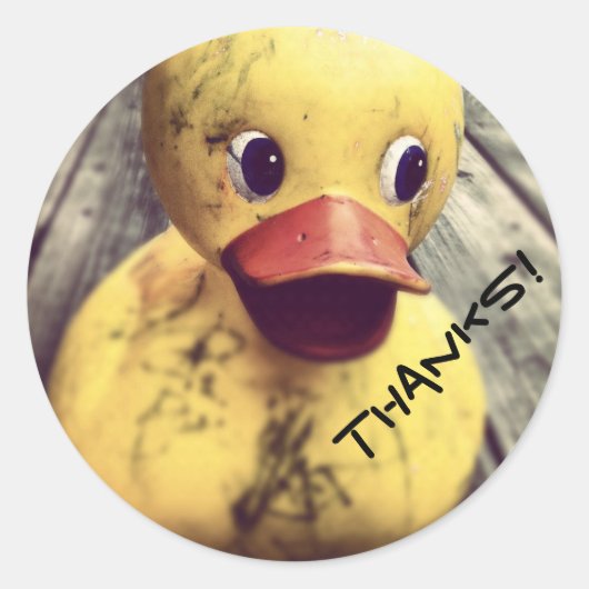 Gele Rubber Ducky Bedankt! Ronde Sticker (Voorkant)