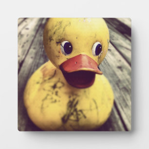 Gele Rubber Ducky bedekt met vuil! Fotoplaat