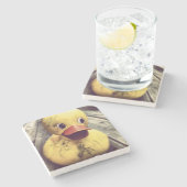 Gele Rubber Ducky bedekt met vuil! Stenen Onderzetter (Zijkant)