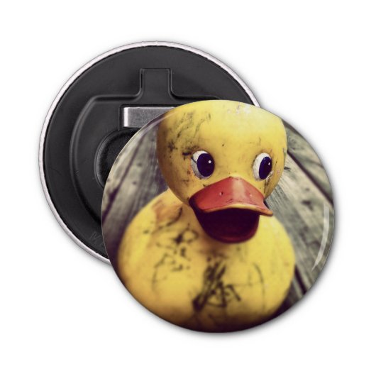 Gele Rubber Ducky heeft een Bath nodig! Button Flesopener (Voorkant)