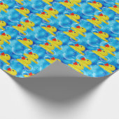 Gele Rubber Ducky in Bubbles Cadeaupapier (Hoek)