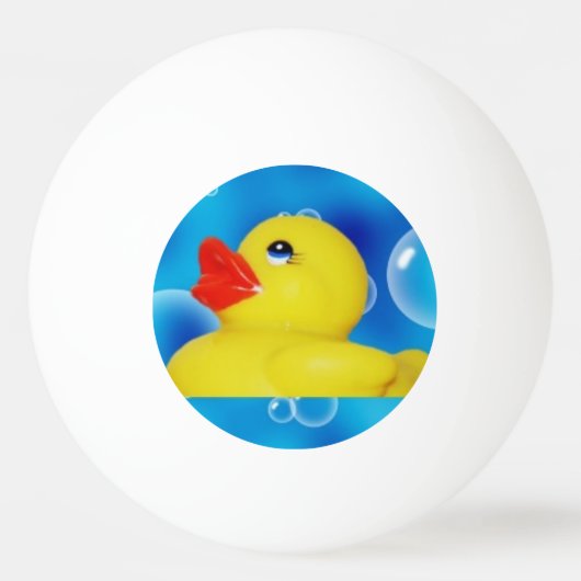 Gele Rubber Ducky in Bubbles Pingpongbal (Voorkant)