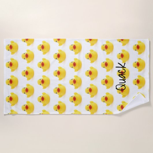 Gele Rubber Ducky Quack Strandlaken (Voorkant)