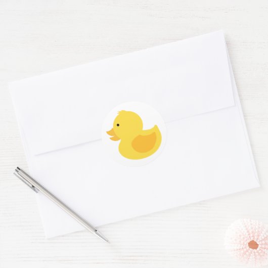 Gele Rubber Ducky Ronde Sticker (Envelop)