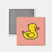 Gele Rubber Ducky Square Magnet (Voorkant / Achterkant)