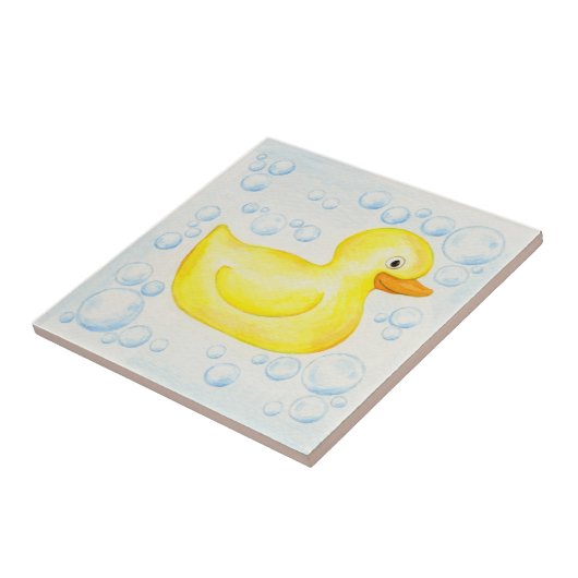 Gele Rubber Ducky tile Tegeltje (Zijkant)