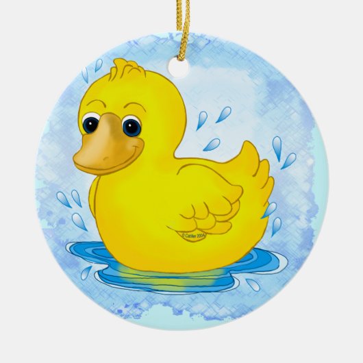 Gele Rubber Eend Keramisch Ornament (Voorkant)