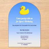 gele rubber eend - verjaardagsfeestje acryl uitnodigingen (Voorkant)