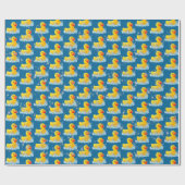 Gele rubber eenden met belletjes cadeaupapier (Vlak)