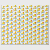 Gele rubber eenden met belletjes cadeaupapier (Vlak)