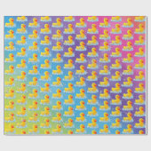 Gele rubber eenden met belletjes cadeaupapier (Vlak)