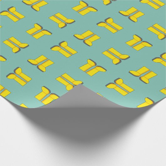 Gele Rubber Regen Laarzen Cadeaupapier (Hoek)