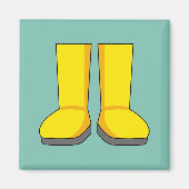 Gele Rubber Regen Laarzen Magneet (Voorkant)