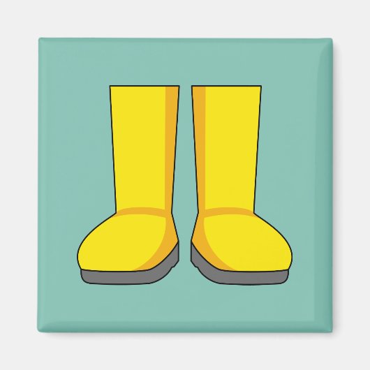 Gele Rubber Regen Laarzen Magneet (Voorkant)